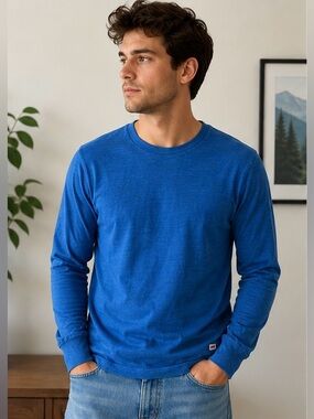 Levi’s Men’s Blue Heather Long Sleeve Tee Shirt Small Casual Crew Neck Basic